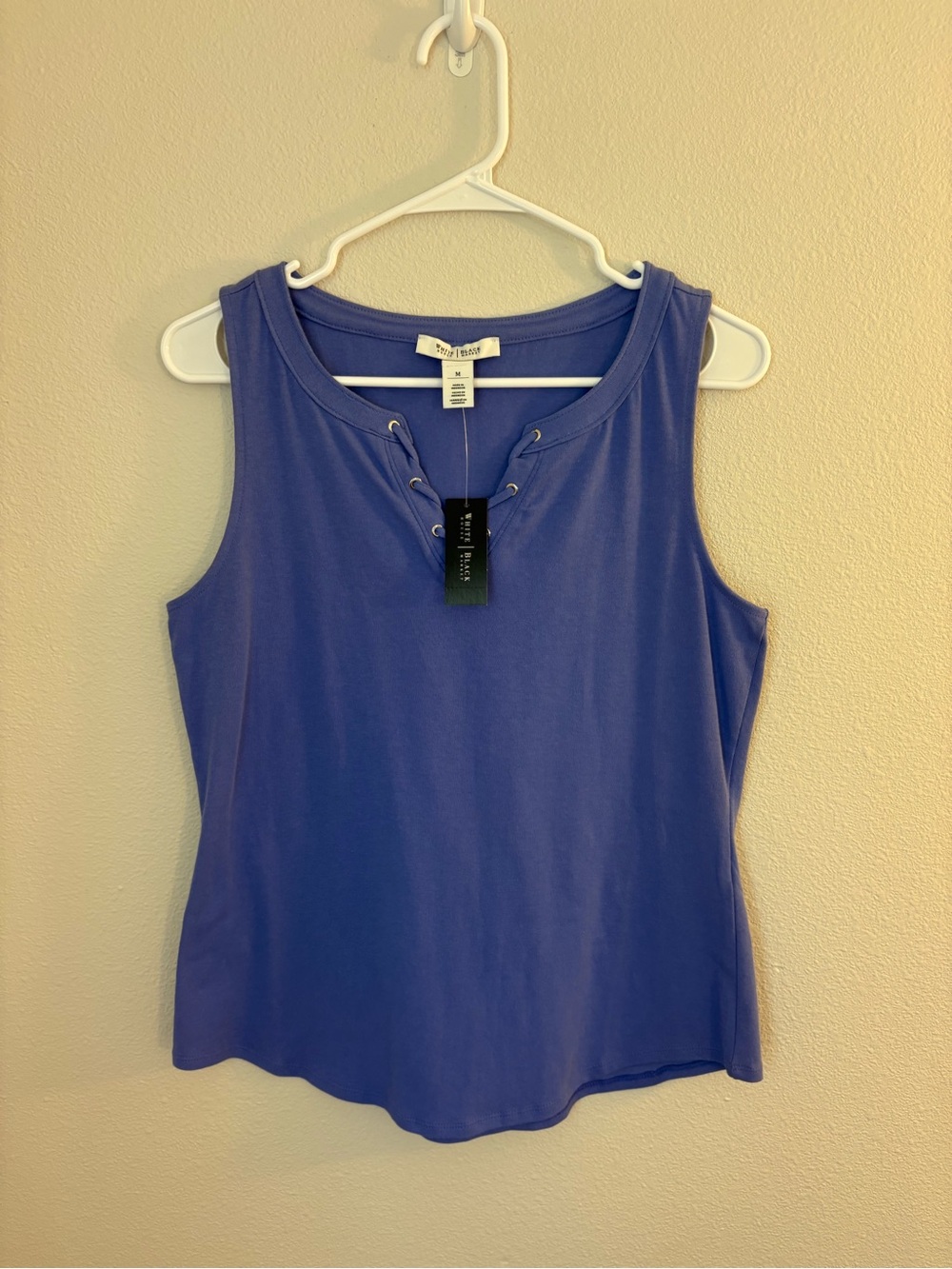 White House Black Market Lace-Up V-Neck Tank - Blue